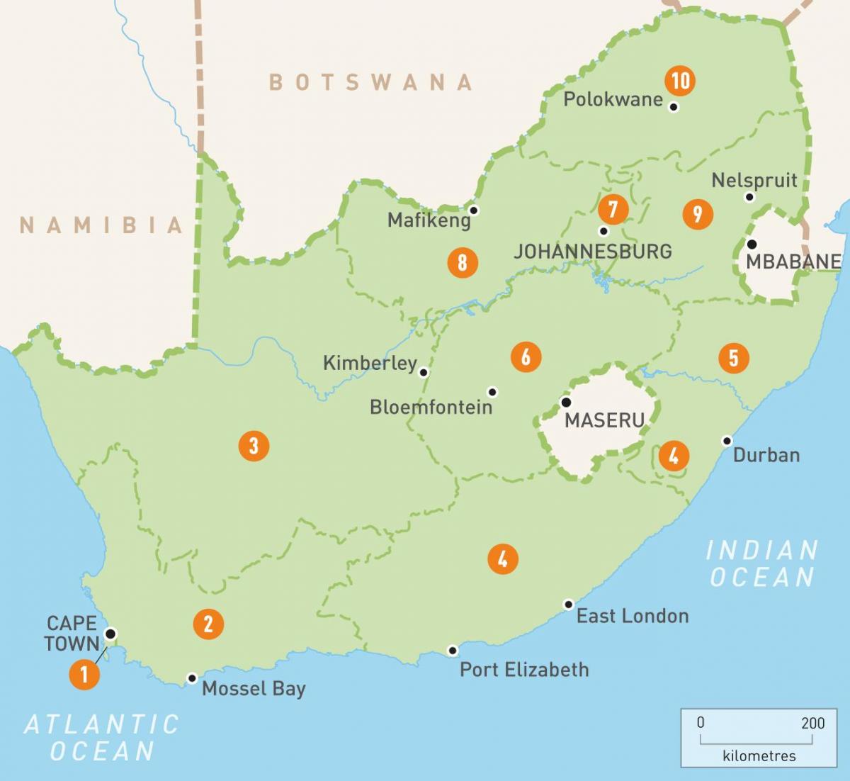 Cape Town Südafrika auf der Karte
