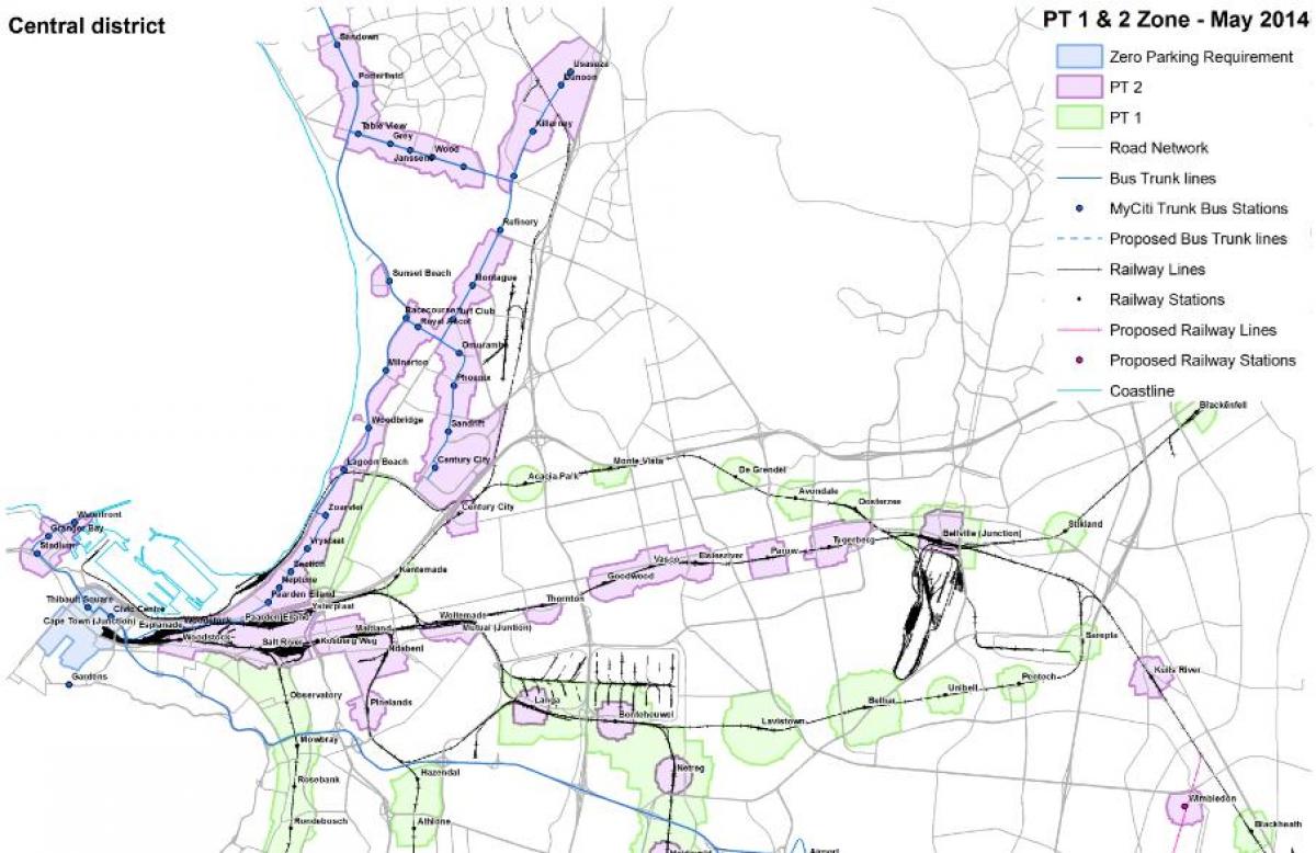 Karte von Cape Town zoning