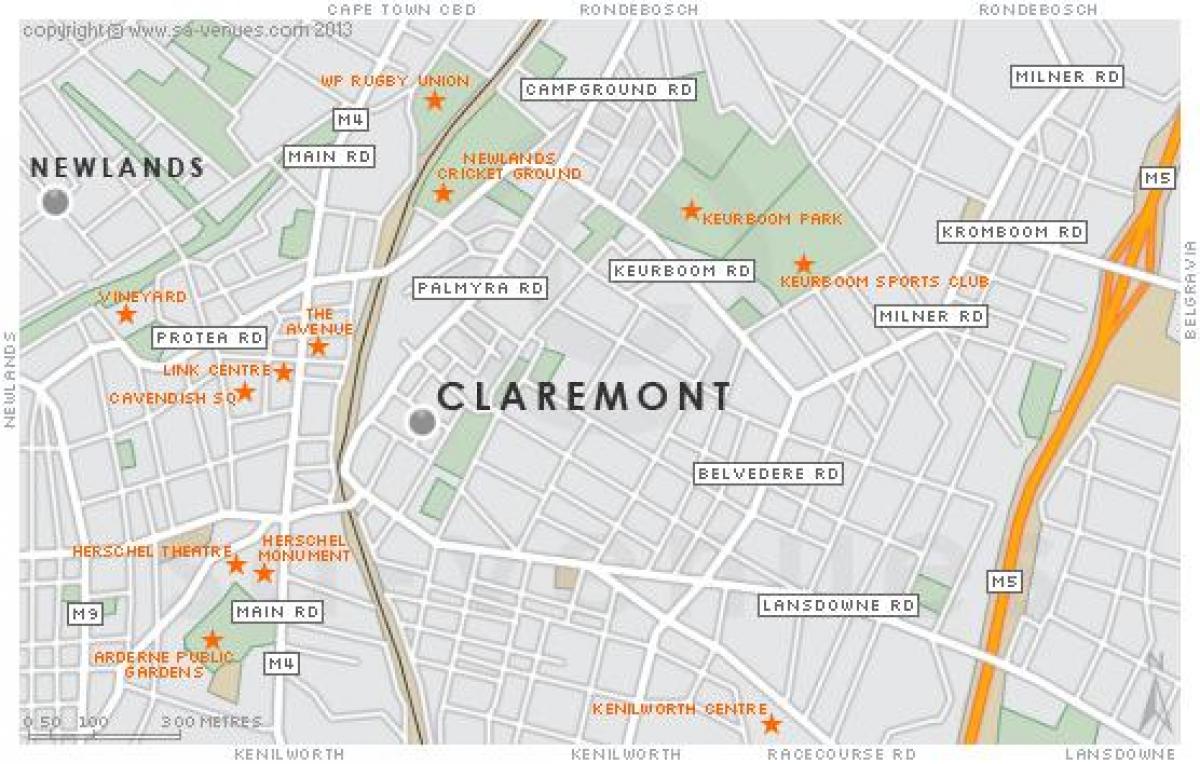 Karte claremont Cape Town