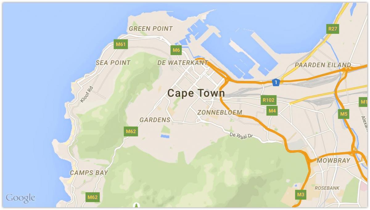 Karte von de waterkant Cape Town