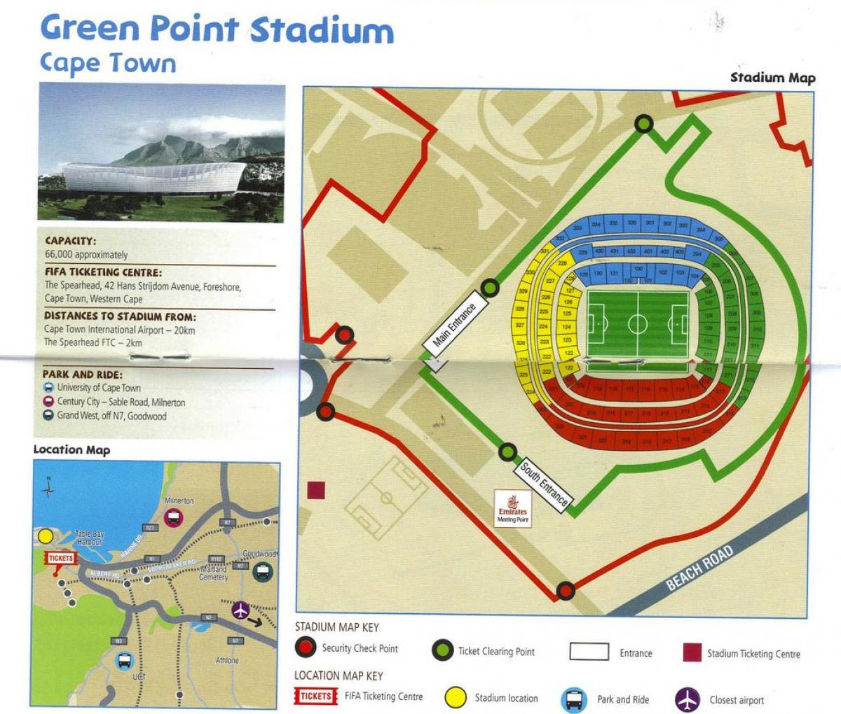 Karte von green point Stadion