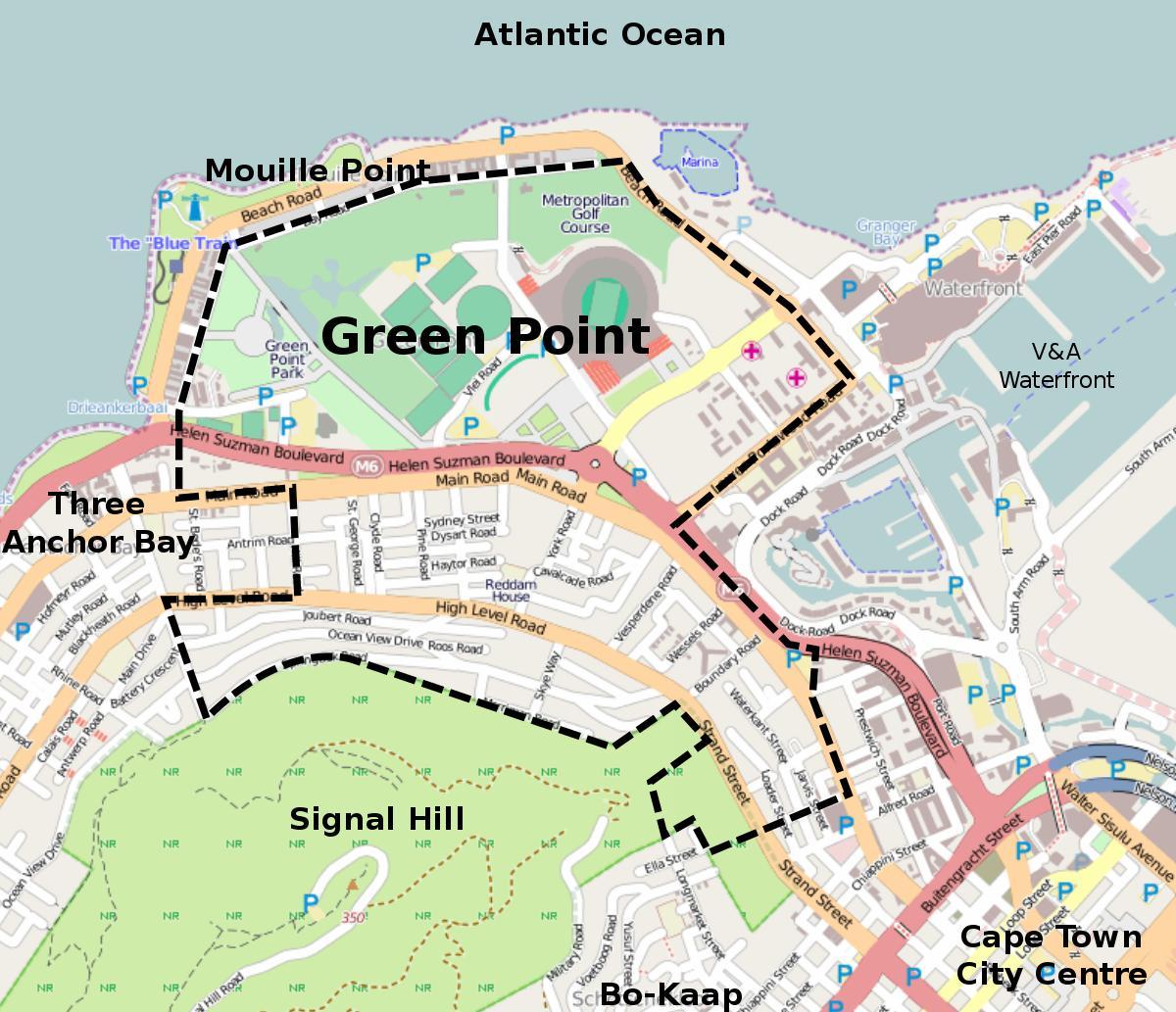green point, Kapstadt Karte