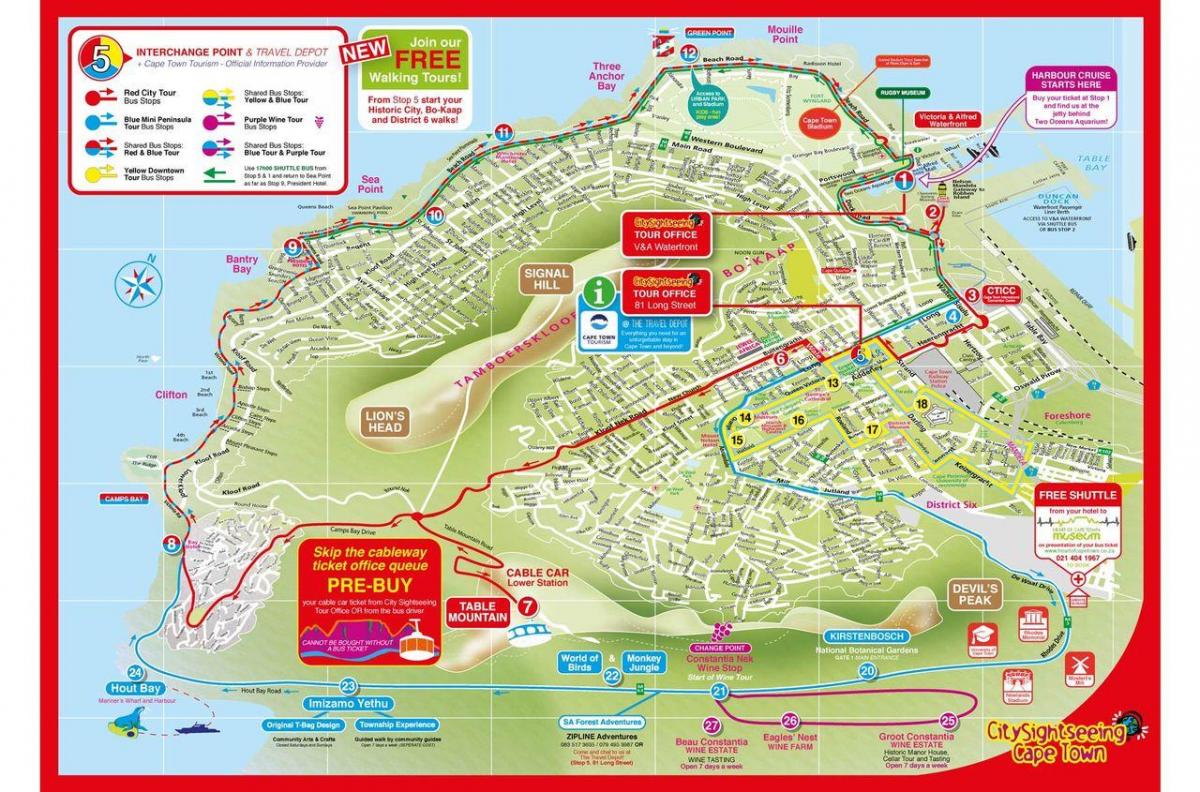 Cape Town hop-on-hop-off bus Karte