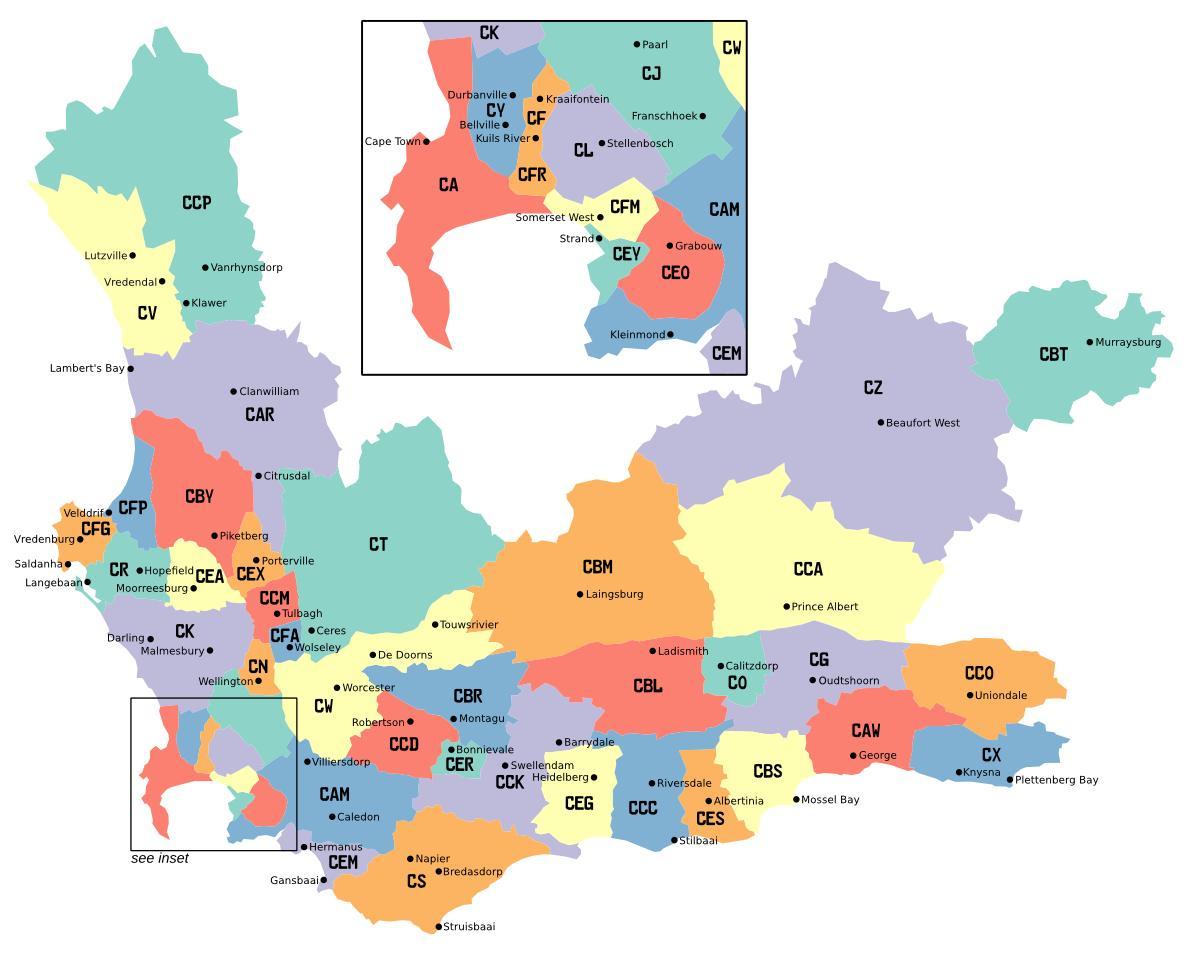 map of western cape Vororten