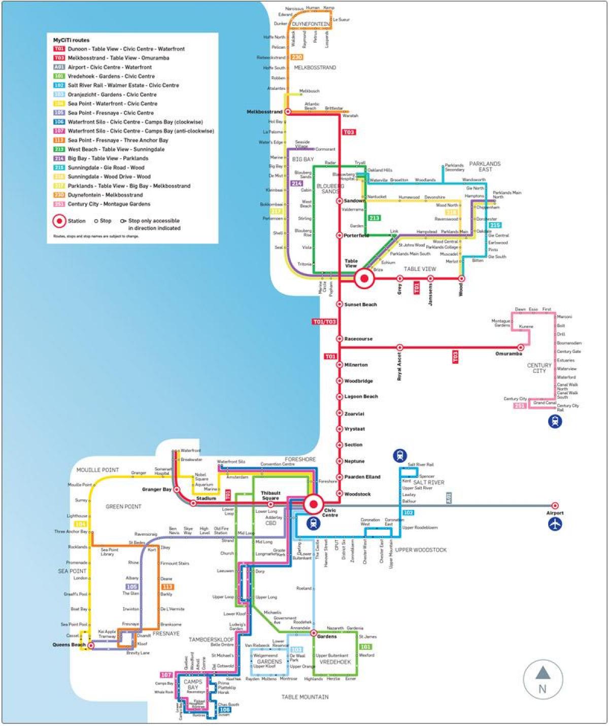 Kapstadts myciti bus route map