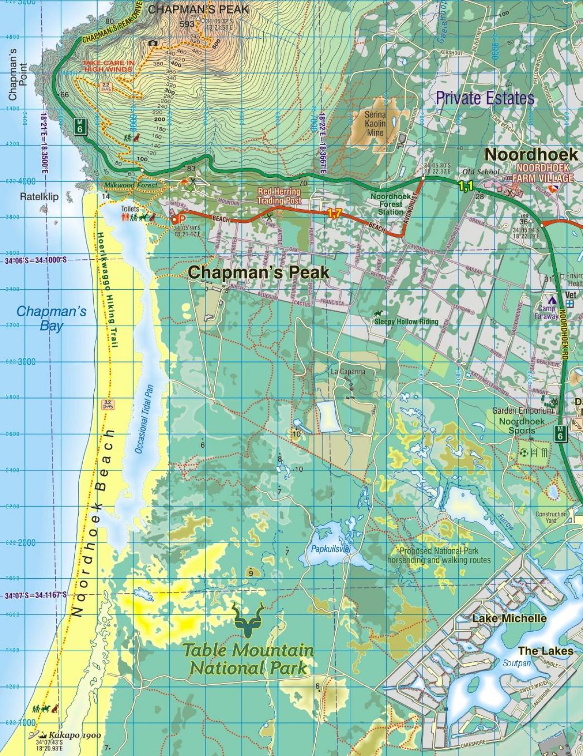 Karte von noordhoek Cape Town
