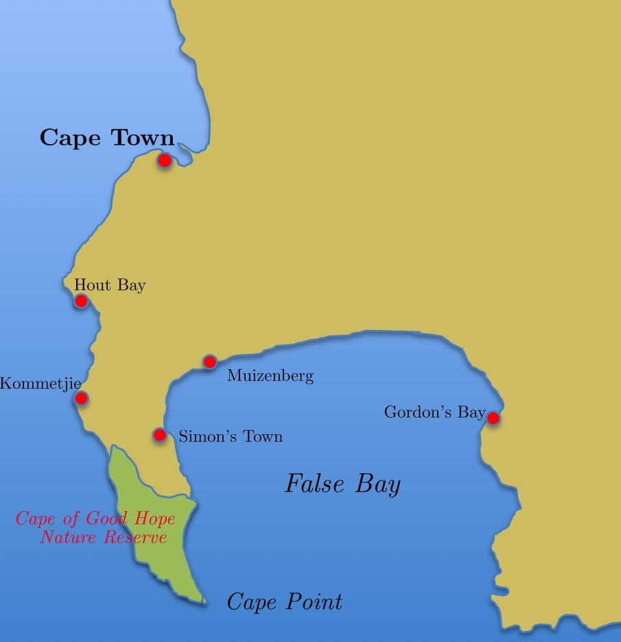Karte von simon ' s town, Südafrika
