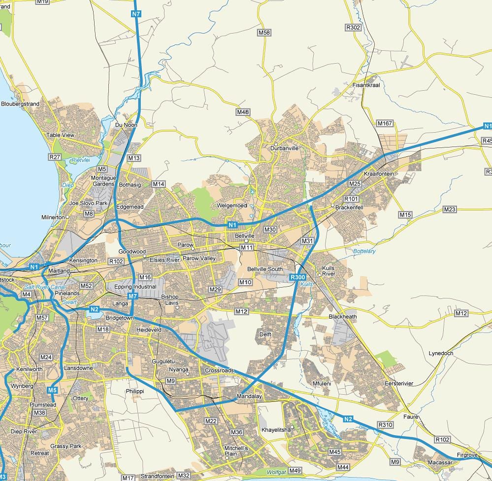 Landkarte Straßenkarte von bellville Cape Town