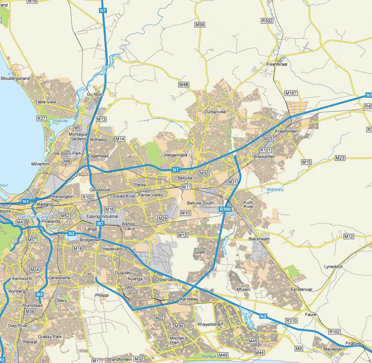 Landkarte Straßenkarte von bellville Cape Town
