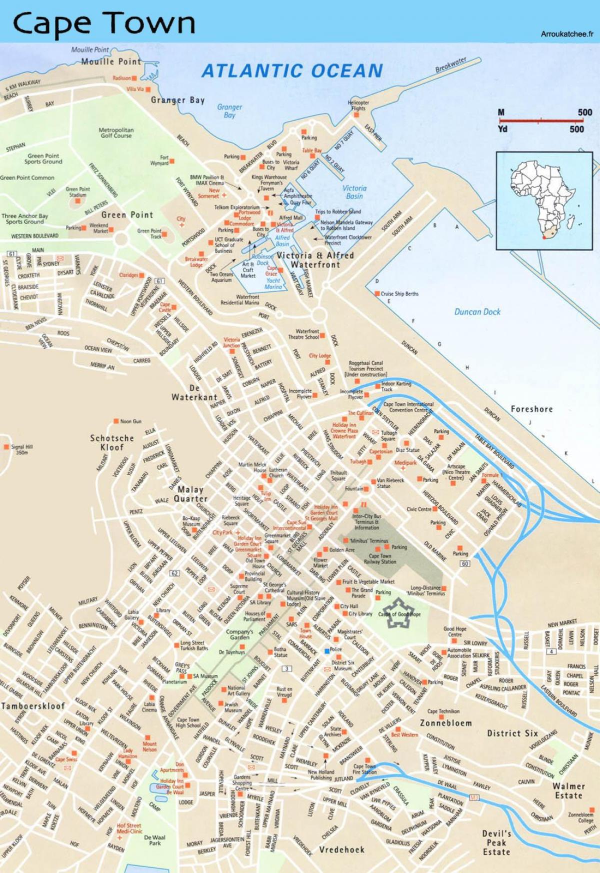 Karte von street-Stadtplan von Kapstadt und Umgebung
