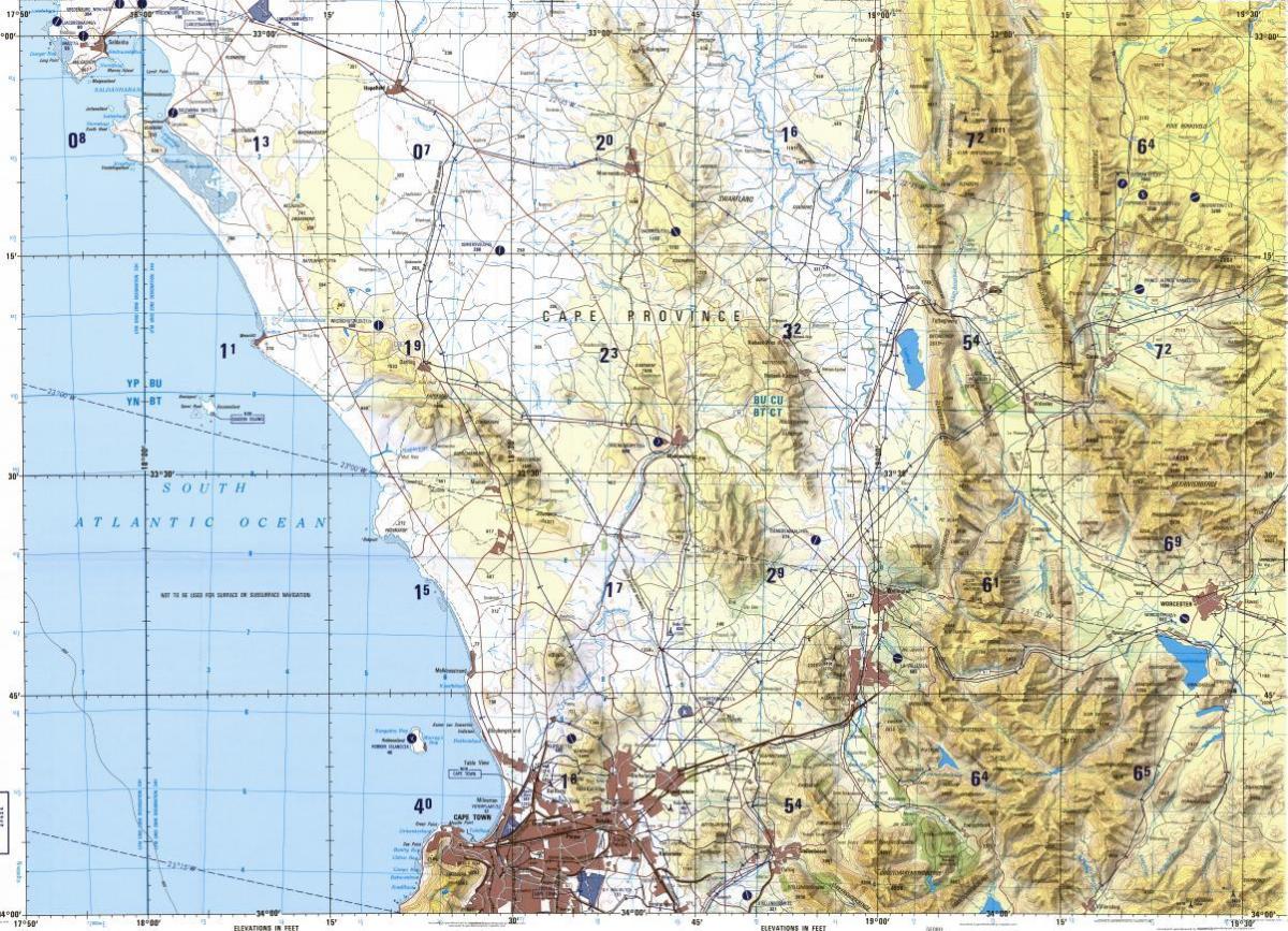 Kapstadt topographische Karte