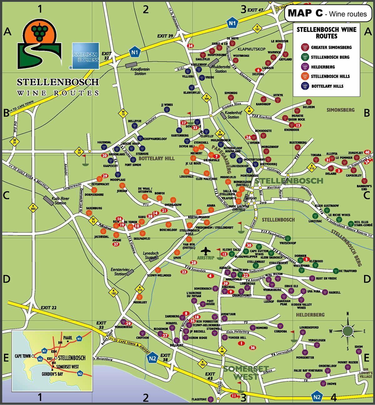 Karte der Weinstraße road map Cape Town